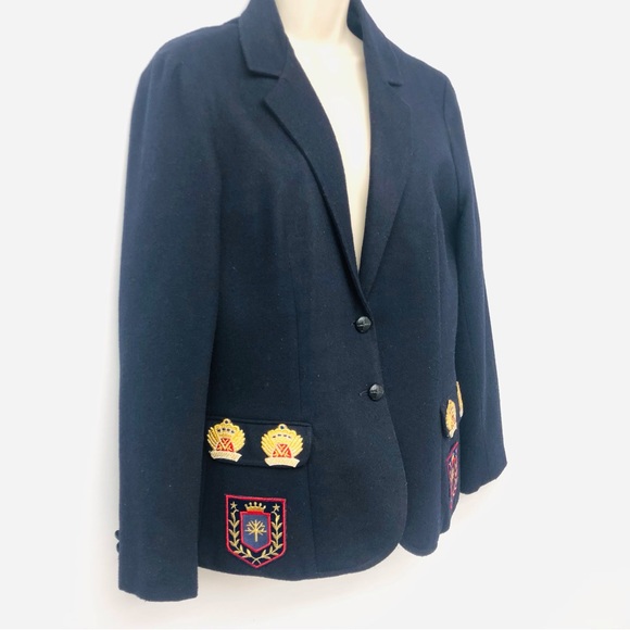 Vintage NCI Collections Navy Wool Blazer with Patches - Picture 4 of 16